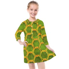 Hexagon Windows Kids  Quarter Sleeve Shirt Dress by essentialimage