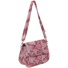 Coral Colored Hortensias Floral Photo Saddle Handbag by dflcprintsclothing