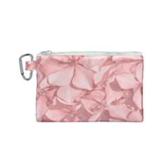 Coral Colored Hortensias Floral Photo Canvas Cosmetic Bag (small) by dflcprintsclothing