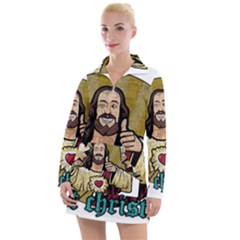 Buddy Christ Women s Long Sleeve Casual Dress by Valentinaart