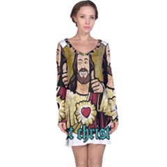 Buddy Christ Long Sleeve Nightdress by Valentinaart