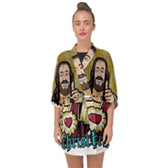 Buddy Christ Half Sleeve Chiffon Kimono by Valentinaart