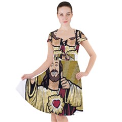 Buddy Christ Cap Sleeve Midi Dress by Valentinaart