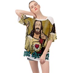 Buddy Christ Oversized Chiffon Top by Valentinaart