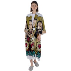 Buddy Christ Maxi Satin Kimono by Valentinaart