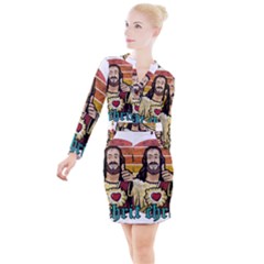 Got Christ? Button Long Sleeve Dress by Valentinaart