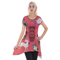 Puzzle Short Sleeve Side Drop Tunic by Sparkle