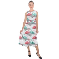 Music Flamingo Midi Tie-back Chiffon Dress by Sparkle