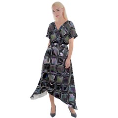 Funky Mosaic  Cross Front Sharkbite Hem Maxi Dress by MRNStudios