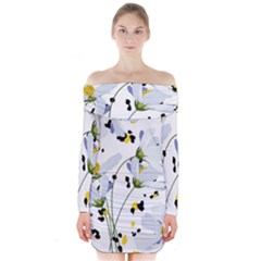 Tree Poppies  Long Sleeve Off Shoulder Dress by Sobalvarro