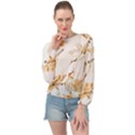 Birds and flowers  Banded Bottom Chiffon Top View1