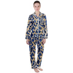 Leopard Skin  Satin Long Sleeve Pajamas Set by Sobalvarro