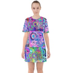 Mushrooms Sixties Short Sleeve Mini Dress by DayDreamersBoutique