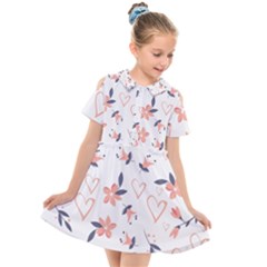 Flowers And Hearts Kids  Short Sleeve Shirt Dress by Sobalvarro