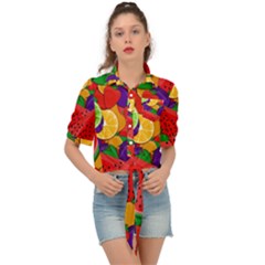 Fruit Life 2  Tie Front Shirt  by Valentinaart