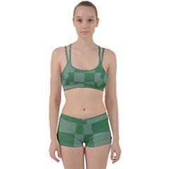 Green Gingham Check Squares Pattern Perfect Fit Gym Set by yoursparklingshop