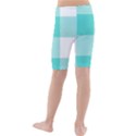 Turquoise And White Buffalo Check Kids  Mid Length Swim Shorts View2