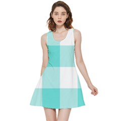 Turquoise And White Buffalo Check Inside Out Reversible Sleeveless Dress by yoursparklingshop