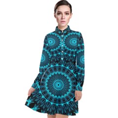 Digital Handdraw Floral Long Sleeve Chiffon Shirt Dress by Sparkle