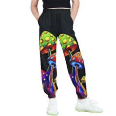 Mushroom Painting  Kids  Elastic Waist Pants by AstralArtistV