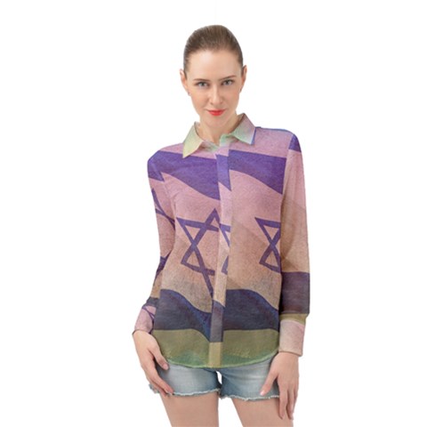 Israel Long Sleeve Chiffon Shirt by AwesomeFlags