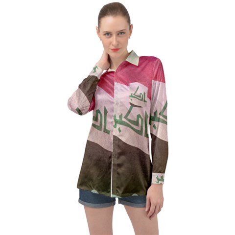 Iraq Long Sleeve Satin Shirt by AwesomeFlags