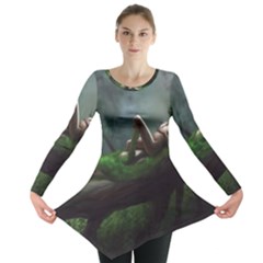 Wooden Child Resting On A Tree From Fonebook Long Sleeve Tunic  by 2853937