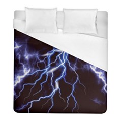 Blue Thunder At Night, Colorful Lightning Graphic Duvet Cover (full/ Double Size) by picsaspassion