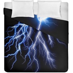 Blue Lightning At Night, Modern Graphic Art  Duvet Cover Double Side (king Size) by picsaspassion