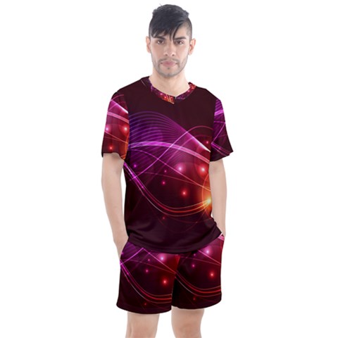 Colorful Arcs In Neon Light, Graphic Art Men s Mesh Tee And Shorts Set by picsaspassion