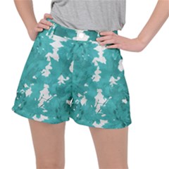 Blue Autumn Maple Leaves Collage, Graphic Design Ripstop Shorts by picsaspassion