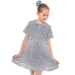 Modern Ornate Geometric Silver Pattern Kids  Short Sleeve Shirt Dress by dflcprintsclothing