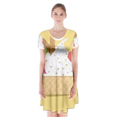 Ice Cream Dessert Summer Short Sleeve V-neck Flare Dress by Dutashop