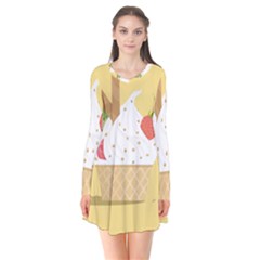 Ice Cream Dessert Summer Long Sleeve V-neck Flare Dress by Dutashop