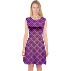 Pattern Texture Geometric Patterns Purple Capsleeve Midi Dress by Dutashop