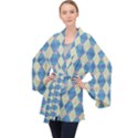 Pattern Texture Chevron Long Sleeve Velvet Kimono  View1