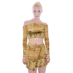 Dance Music Off Shoulder Top With Mini Skirt Set by Dutashop