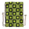 Green Pattern Square Squares Drawstring Bag (Large) View1