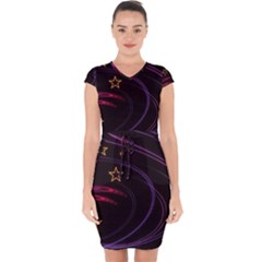 Background Abstract Star Capsleeve Drawstring Dress  by Dutashop