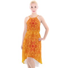 Fractal Yellow Orange High-low Halter Chiffon Dress  by Dutashop