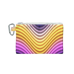 Wave Line Waveform Sound Orange Canvas Cosmetic Bag (small) by Dutashop