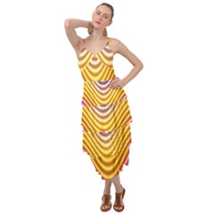 Wave Line Waveform Sound Orange Layered Bottom Dress by Dutashop