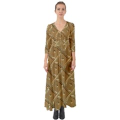 Gold Background Modern Button Up Boho Maxi Dress by Dutashop