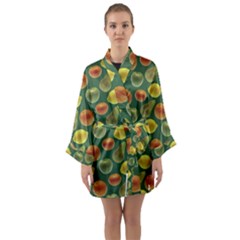 Background Fruits Several Long Sleeve Satin Kimono by Dutashop