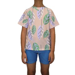 Leaf Pink Kids  Short Sleeve Swimwear by Dutashop