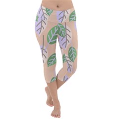 Leaf Pink Lightweight Velour Capri Yoga Leggings by Dutashop