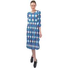 Geometric Dots Pattern Ruffle End Midi Chiffon Dress by Dutashop