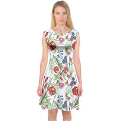 Summer Flowers Pattern Capsleeve Midi Dress by goljakoff