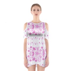 Pink Flowers Shoulder Cutout One Piece Dress by Eskimos