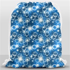 Star Hexagon Deep Blue Light Drawstring Bag (large) by Dutashop